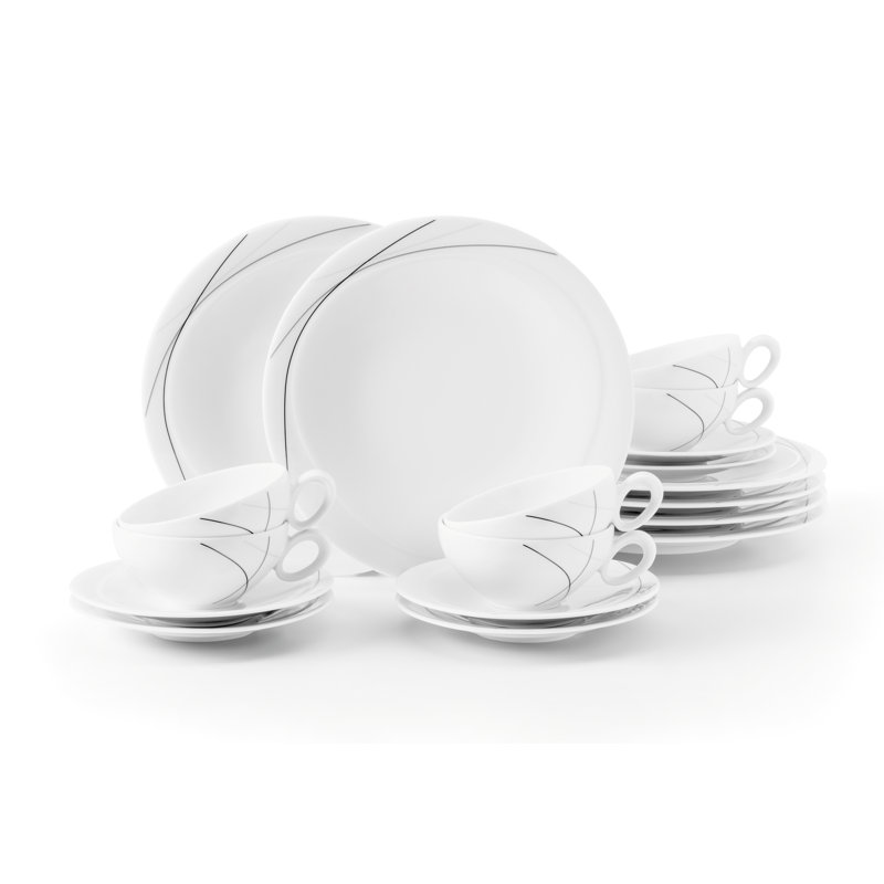 Trio 18 Piece Porcelain Tea Set for 6 People