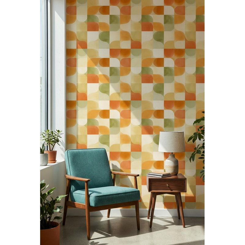 Papier peint moderne Mid Century, Peler et coller