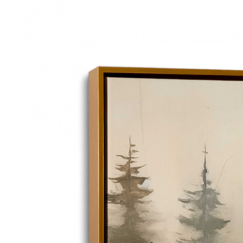 «Foggy Warm Forest I», reproduction sur toile, H 12,75 po x l 12,75 po x P 1,75 po, Cadre flottant doré, 1
