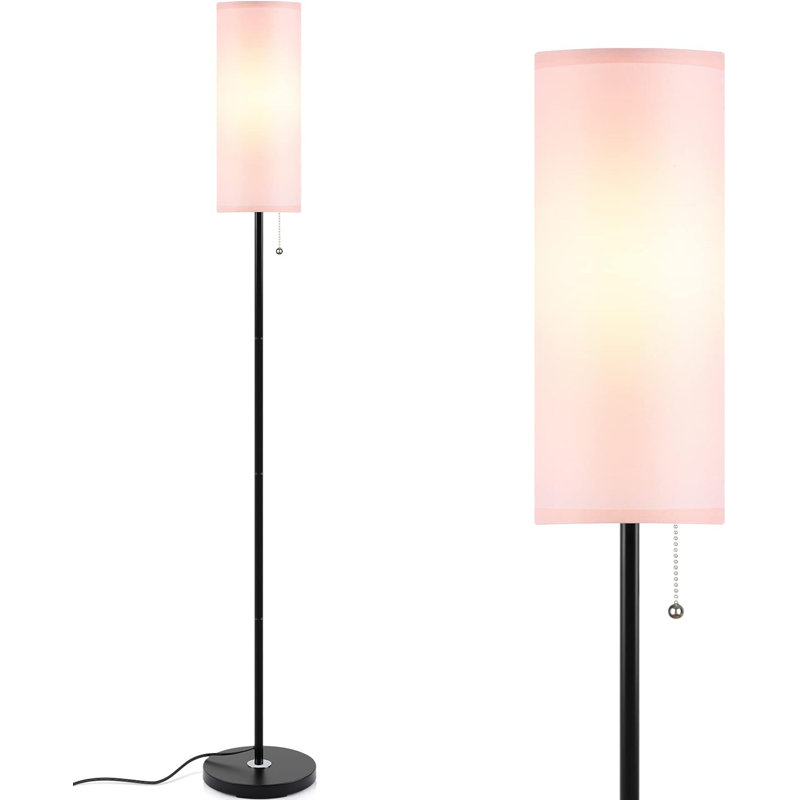 Demoss 61.42'' Black Traditional Floor Lamp, Pink