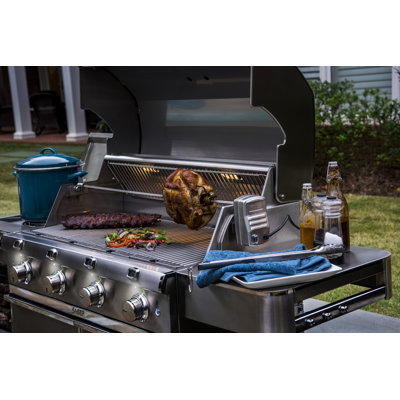 SABER 4-Burner Rotisserie Spit Rod, Stainless Steel - Fits Saber 4-Burner Gas Grills