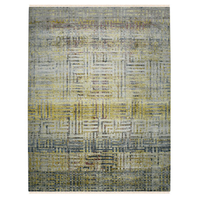 Tapis multicolore en laine / soie noué à la main Burtonsville