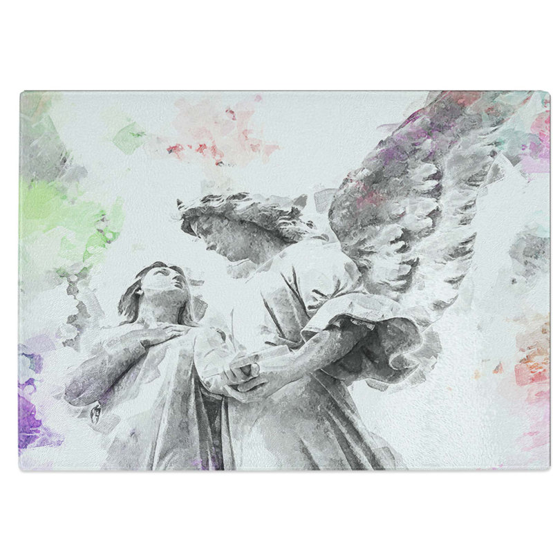 Tempered Glass Angel Statue Chopping Board, 28.5 cm W x 20 cm L