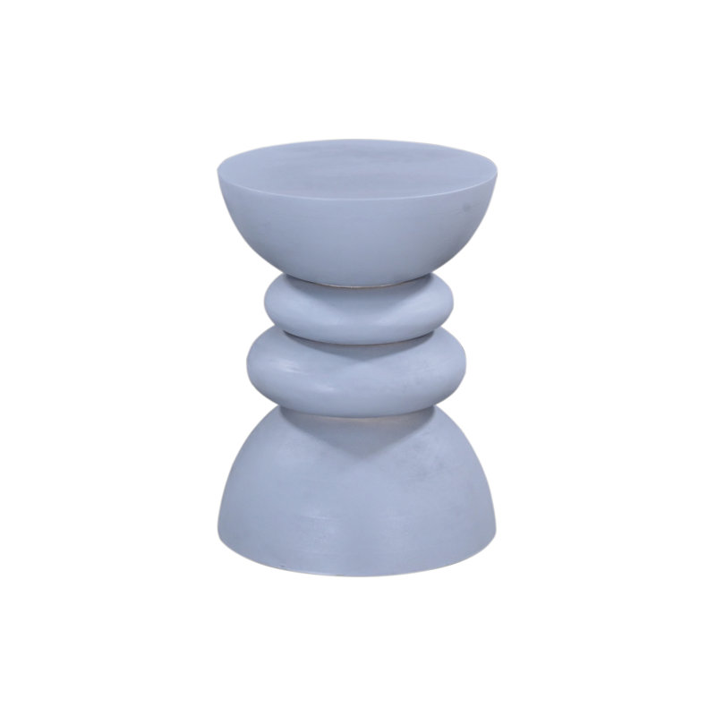 Cloud Sky Blue Faux Plaster Accent Table with Modern Sculptural Shape