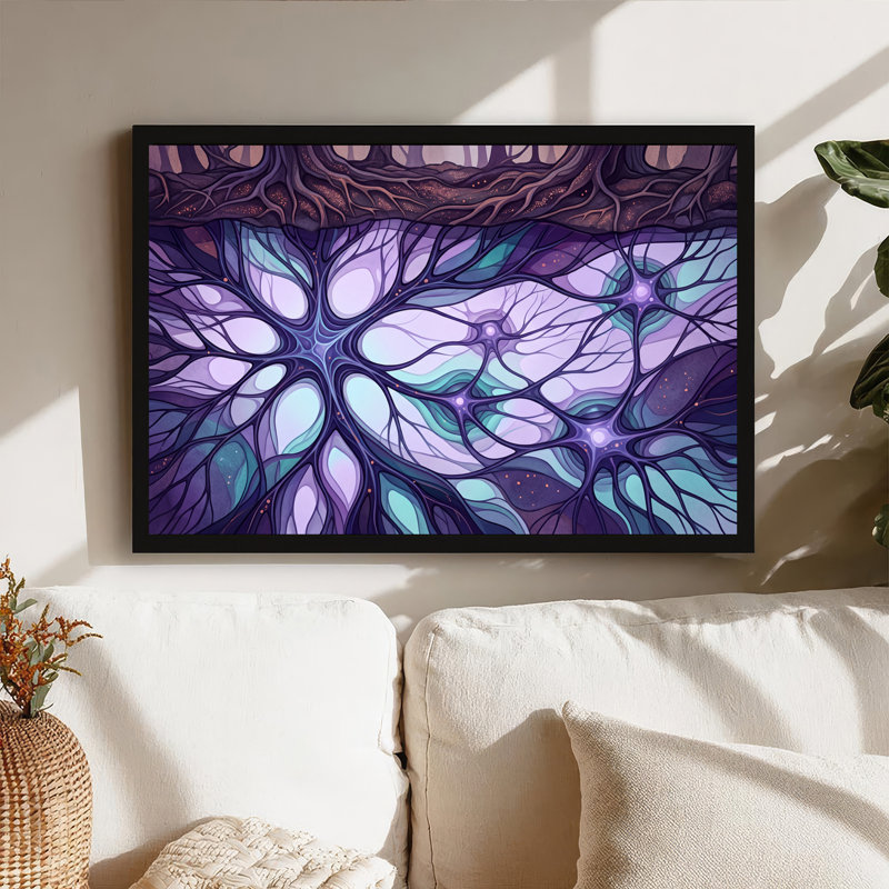 «Mauve et bleu sarcelle», art abstrait sur toile, 16"H x 24"W