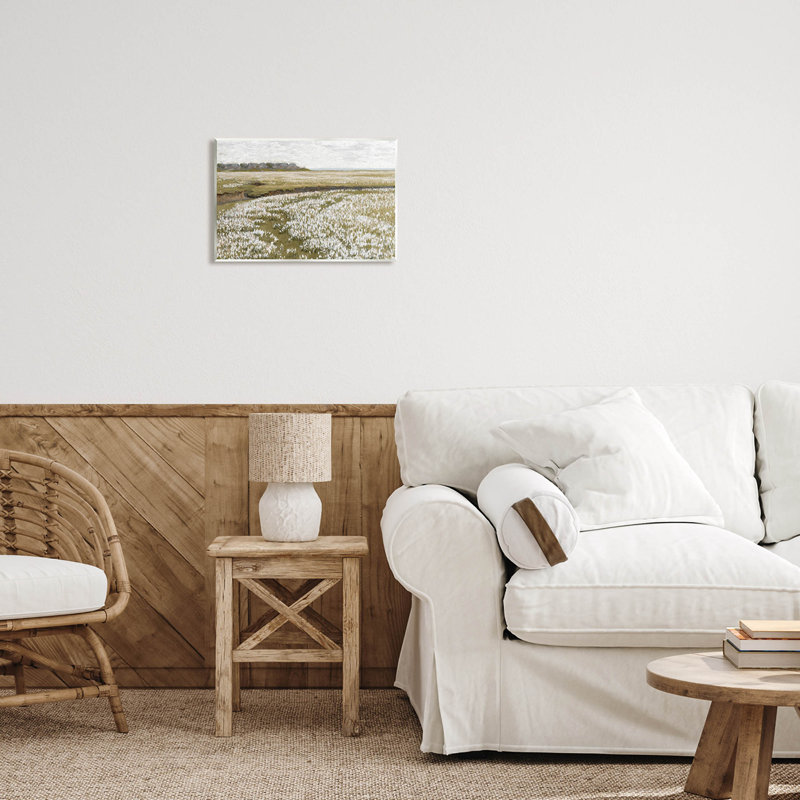«Flower Meadow Landscape», art mural sur toile par lettrage et doublure, L 15 po x H 10 po x P 0,5 po, Cadre blanc