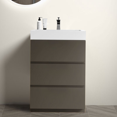 Meuble-lavabo simple 24 po avec plateau en résine Kanethia