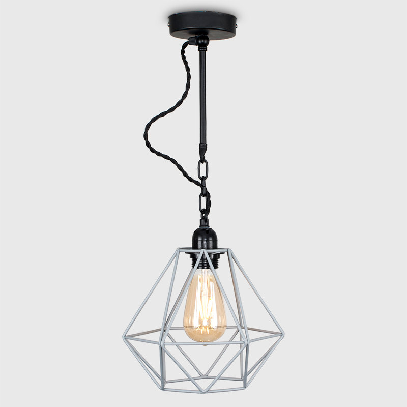 Harp 1 - Light Satin Black Geometric Pendant, No, Grey
