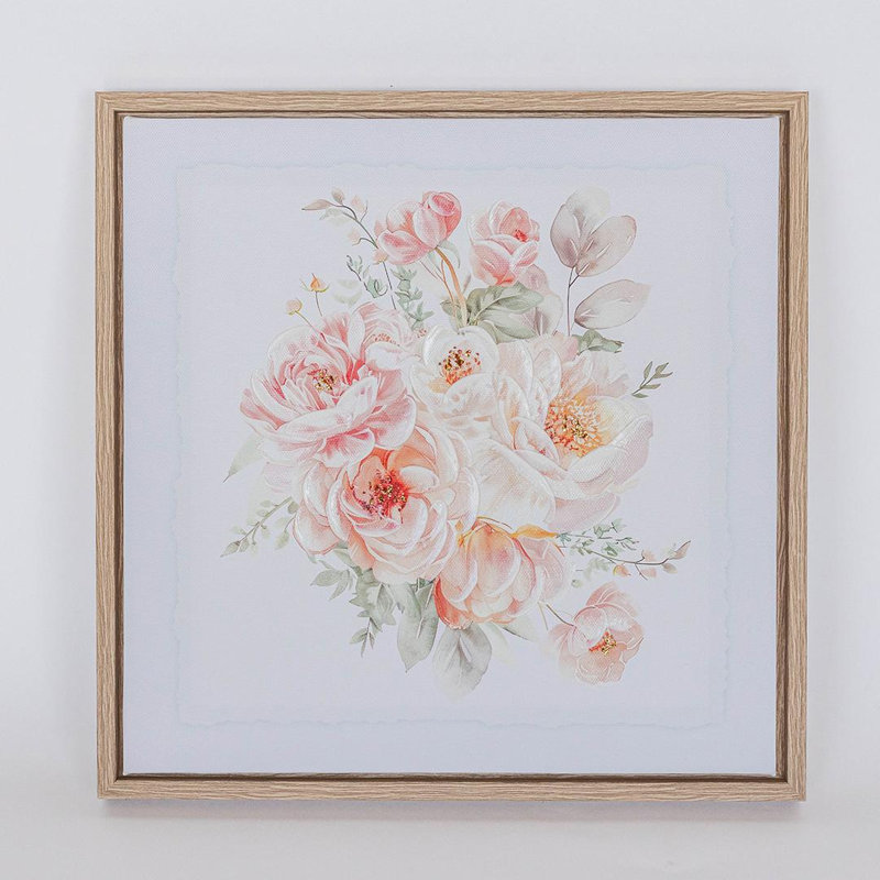 Pink Flowers Canvas Print Framed Artwork