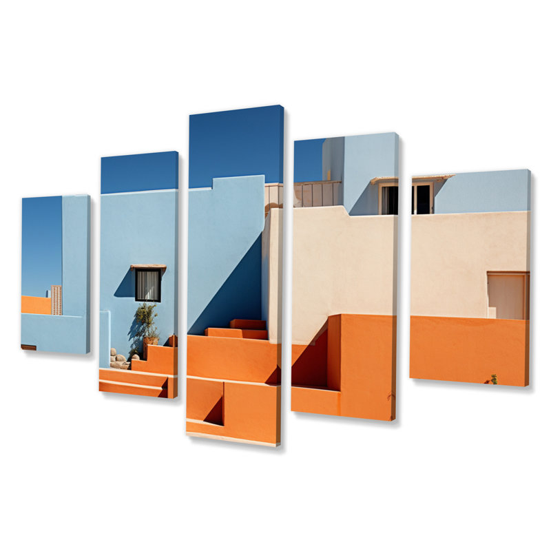 Paysage avec vibrations architecturales I, reproduction d'art sur toile - 5 panneaux