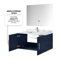 36 po L x P 22 po. Meuble-lavabo bleu, comptoir en marbre, robinet, miroir à DEL - meuble-lavabo avec comptoir et salle de bain pratique-1262908143