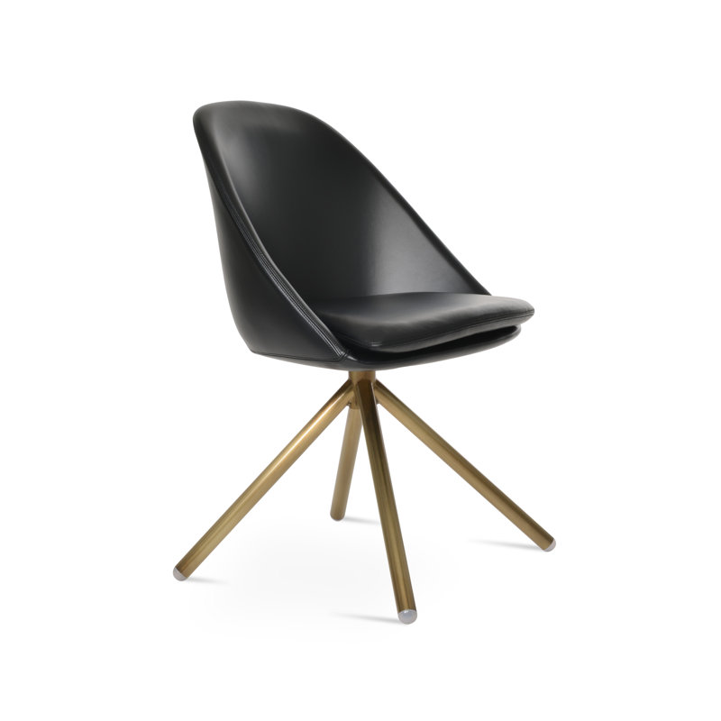 Chaise d'appoint Avanos, Noir, Laiton