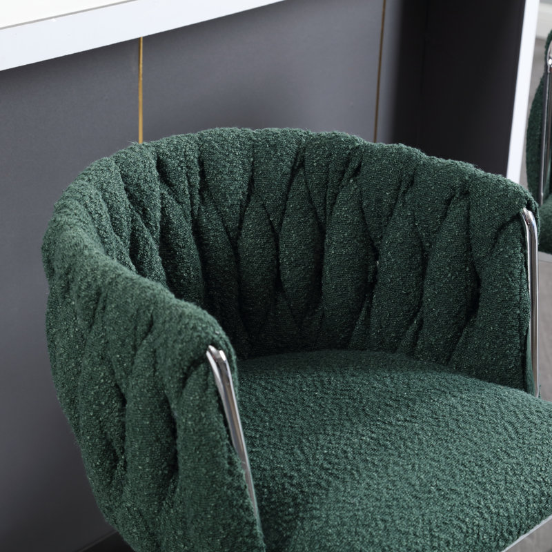 Dalicia Swivel Upholstered 65.02cm Counter Stool with Metal Frame, Emerald