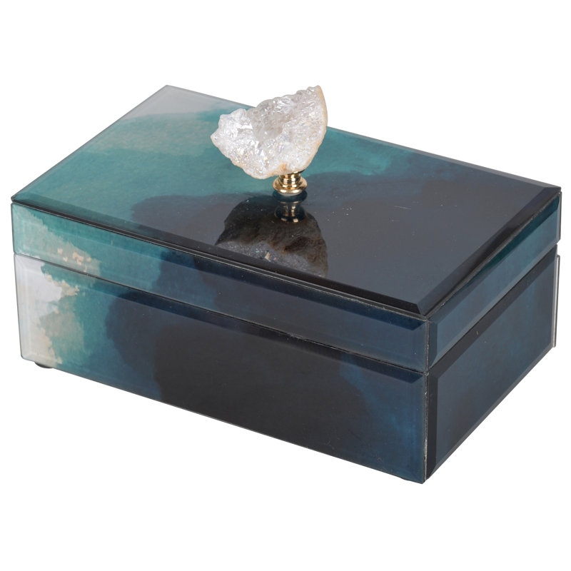 MDF, Glass And Stone Jewellery Box + Mirror