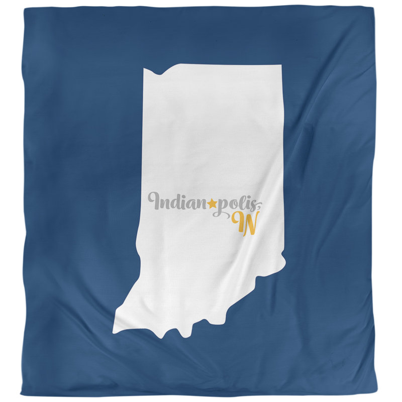 Housse de couette simple polis Indiana, Housse de couette pour grand lit, Microfibre, Bleu marine / gris