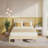 Solid Wood Full  Bed Frame Platform Bedframe With Headboard Grille Style-289639607