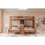 Lit superposé avec bureau intégré et tablettes de rangement-313369425