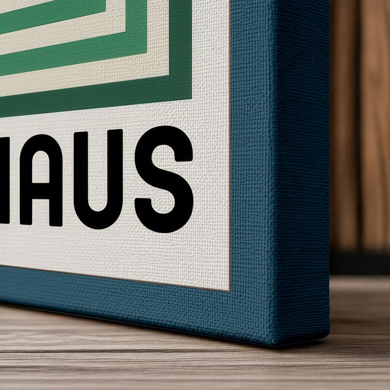 Bauhaus Geometry Geometric - Wrapped Canvas, 24x16 - 61.0 x 40.6 cm, Teal Border