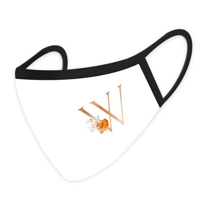 Masque de mariage, monogramme floral rose W, masques en tissu avec 1 filtre de protection PM 2,5 remplaçable