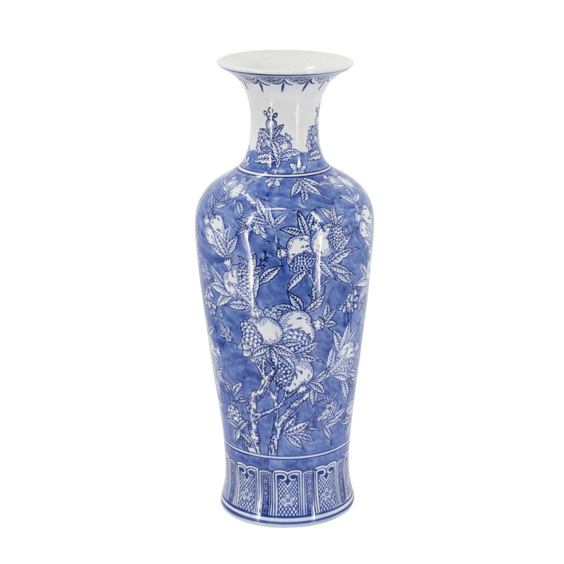 D9x24,5 "Vase en porcelaine bleue et blanche