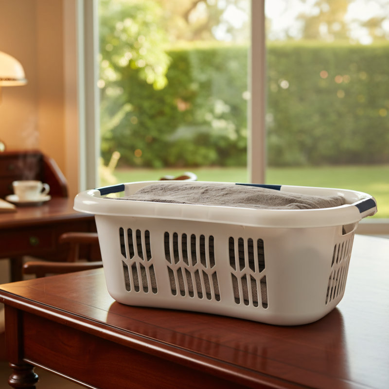 Grand panier à linge compact, capacité de 1,5 boisseau, conception empilable, convient aux salles de bain / chambre à coucher / dortoir / famille, blanc.