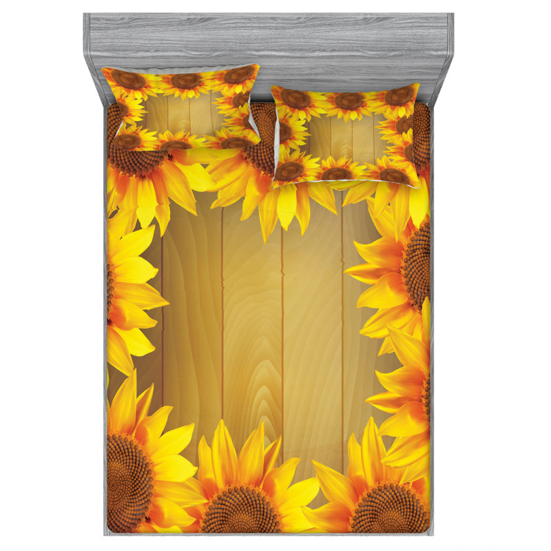 Microfiber Floral Sheet Set, Queen Sheet Set with Fitted Sheet