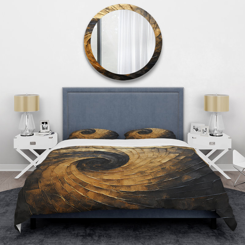 Ensemble de housse de couette spirales dorées, Housse de couette très grand et 2 très grandes t