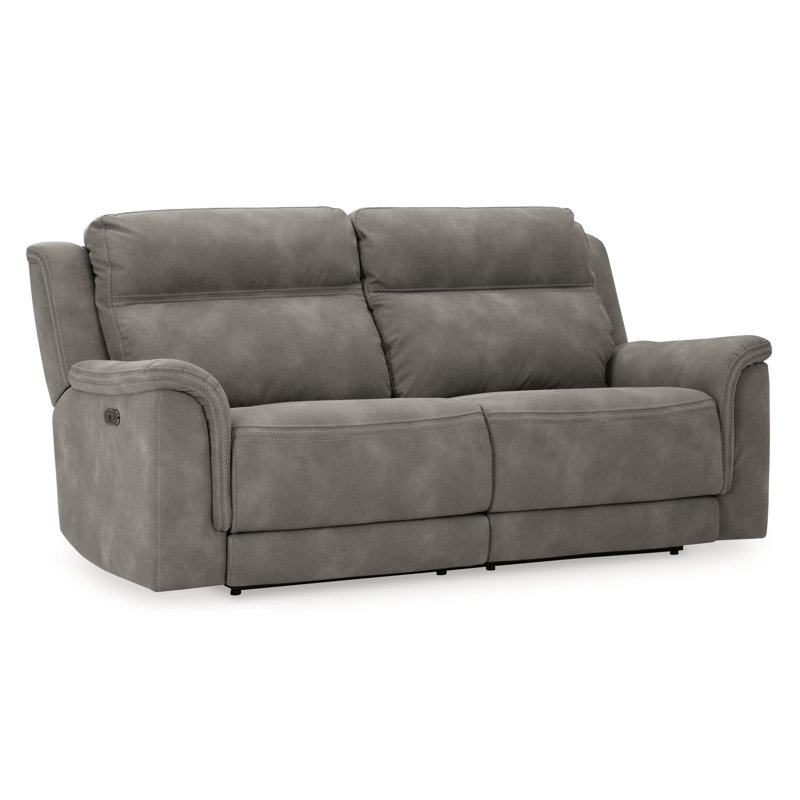 Wilkinsburg 2 Piece Faux Leather and Polyester Reclining Living Room Set, Slate
