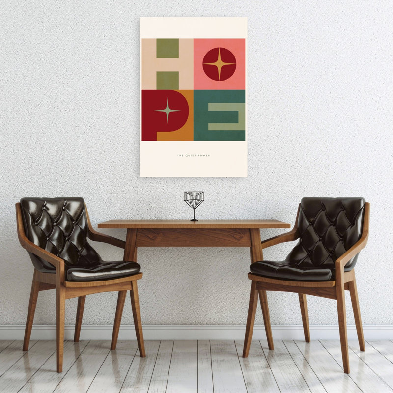 Espoir, rétro, typographie abstraite, paysage coloré audacieux, reproduction d'art mural, H 36 po x l 24 po