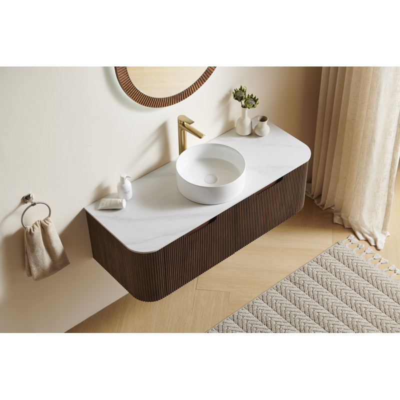 Meuble-lavabo de salle de bain 48 po avec lavabo Dina, Brun