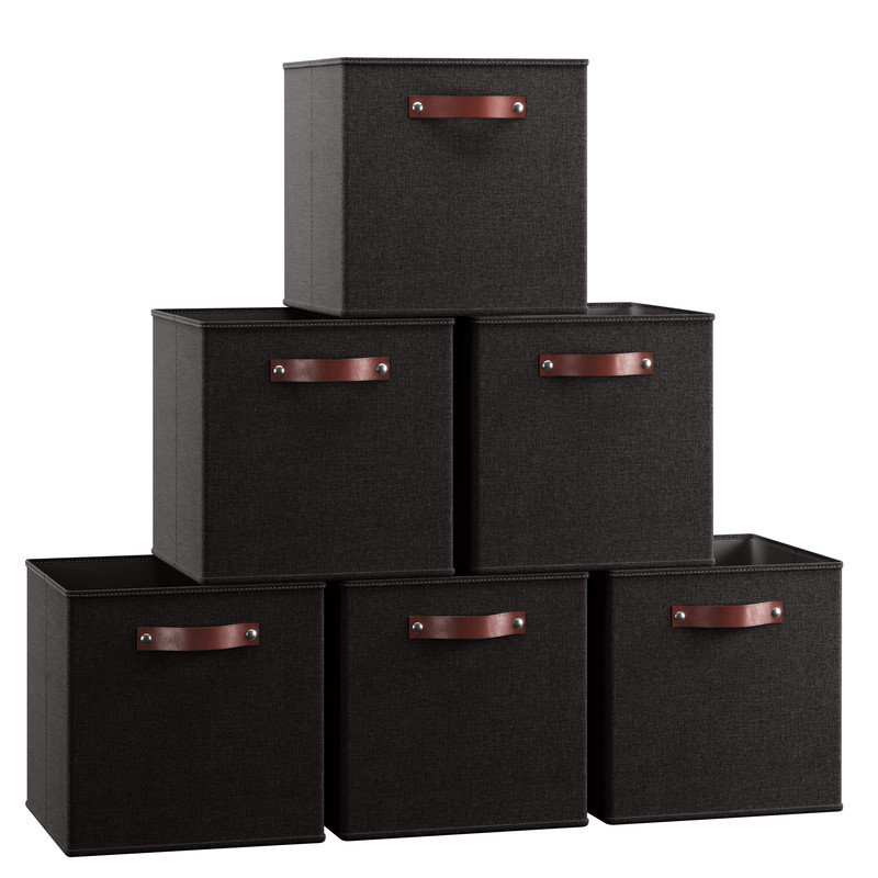 Ensemble de bacs de rangement en tissu, Noir, H 13 po x l 13 po x P 13 po