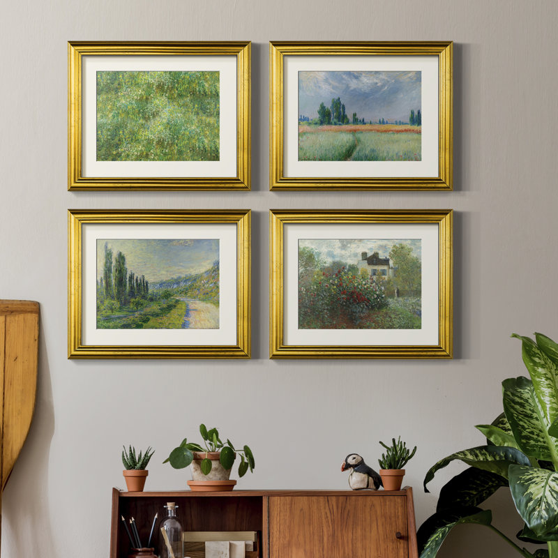 «Vintage Landscape CIV», ensemble de 4 reproductions encadrées