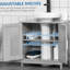 Armoire sous-lavabo avec portes, meuble-lavabo avec tablettes réglables, gris