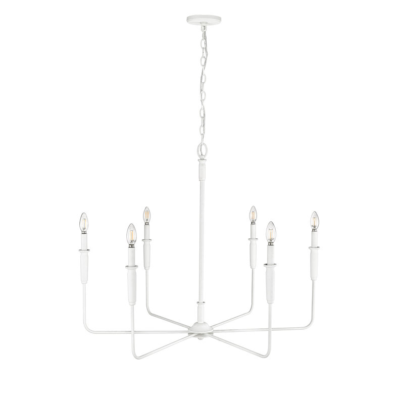 Savanne 6 - Light Candle Style Classic / Traditional Chandelier, Textured White
