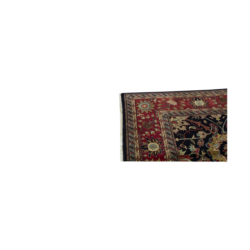 Tapis bleu et rouge noué à la main de haute qualité