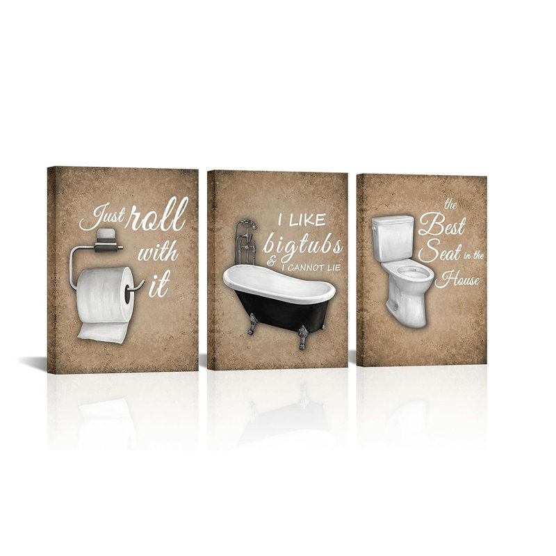 3 Piece Wrapped Canvas Print, Brown