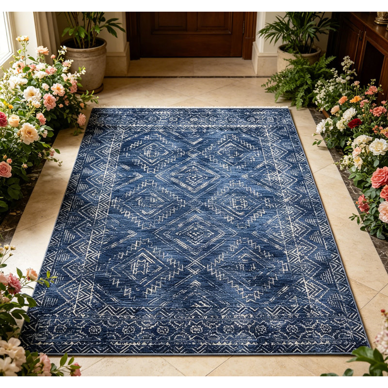 Living Room Rug Washable Rug for Bedroom Vintage Rug Non Slip Area Rug Geometric Throw Rugs Stain Resistant Carpet for Office Nursery Dining Room