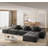 Boneless Modern Oversized Modular Sectional Sofa,Sparkling Chenille Fabric Soft Cushion Sofa With 6 Pillows,6 PCS DIY Combination Tufted Sofa,No Assembly Required-1894892876