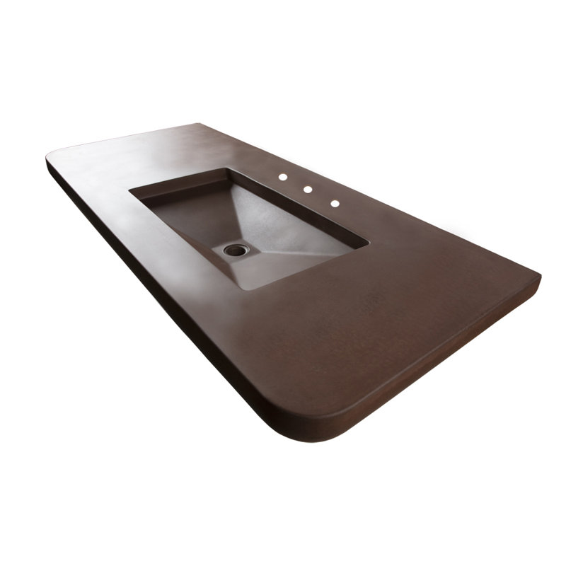 Newterra Concrete Handmade Rectangular Console Bathroom Sink, Terracotta, Widespread