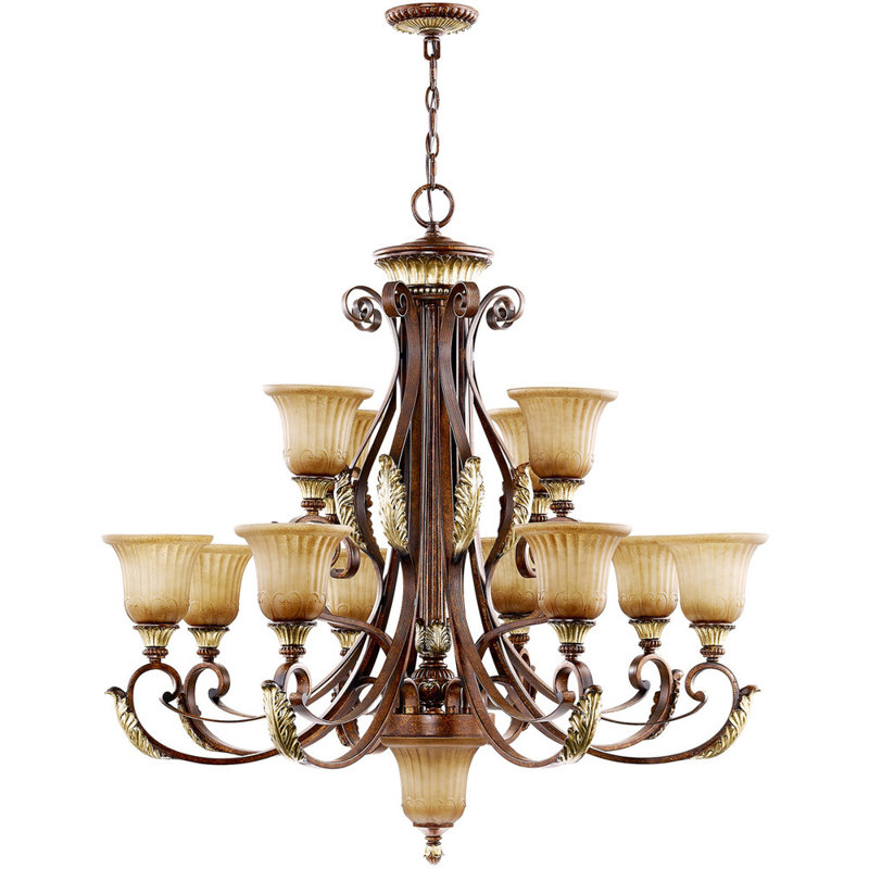 Lustre 13 lumières à abat-jour Ahran