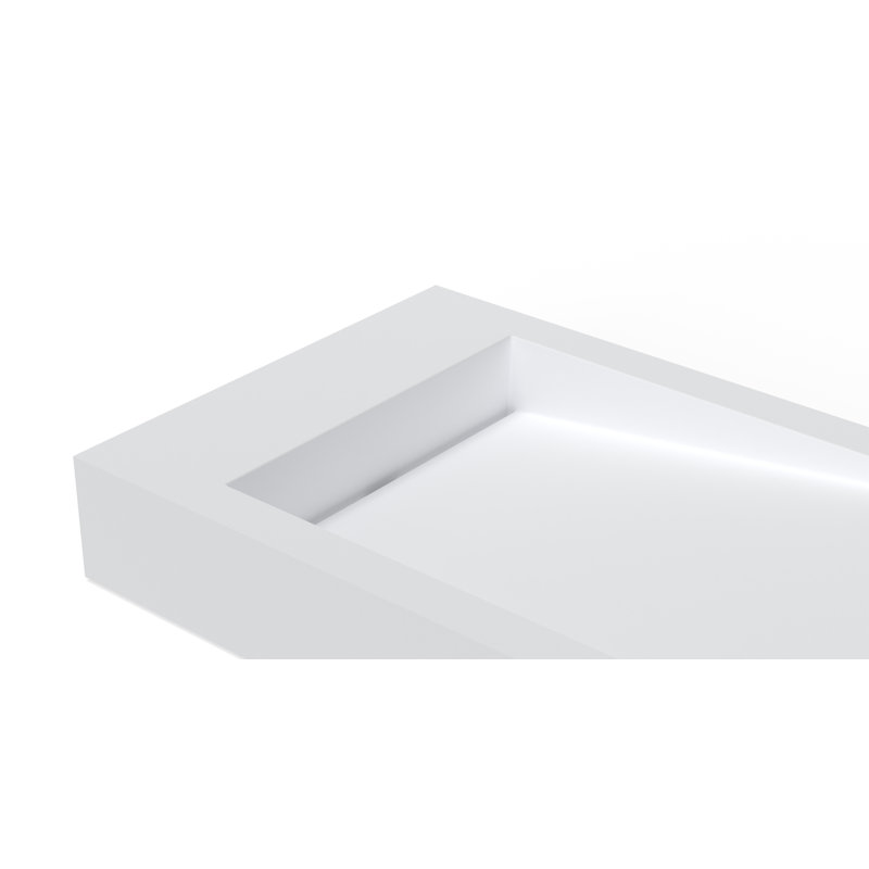 Badeloft 47.2" x 19.6" Rectangular Stone Resin Wall Mounted Bathroom Sink WT-05-A-M in Matte White, Matte White