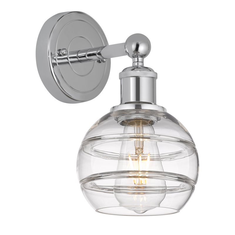 Applique murale 8 lumières Edison Bienes, Transparent, H 10,13 po x l 5,88 po x P 7,44 po, Chrome poli