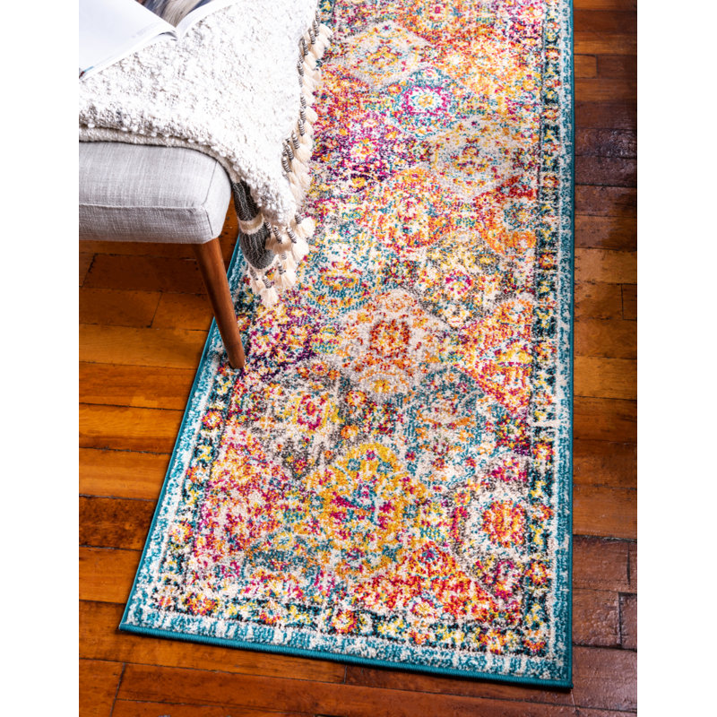 Ernst Gold/Green/Red Rug, Rectangle 66 x 91cm