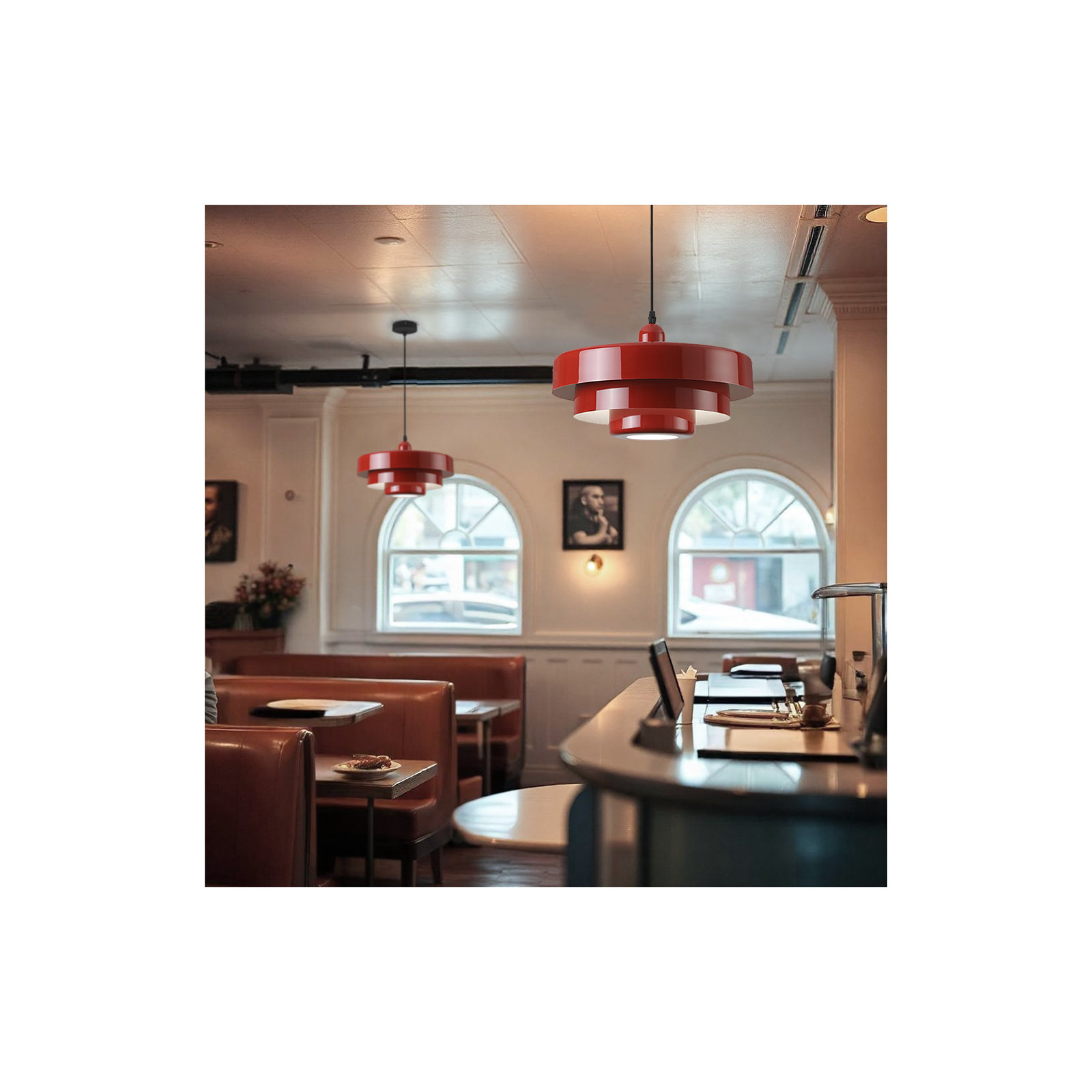 Epone 0 Light Iron Pendant, Red