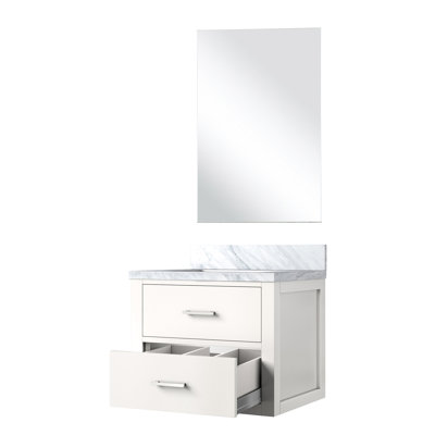 24 po L x P 18 po, meuble-lavabo blanc, comptoir en acrylique et miroir de 18 po, fermeture en douceur, fabrication en bois