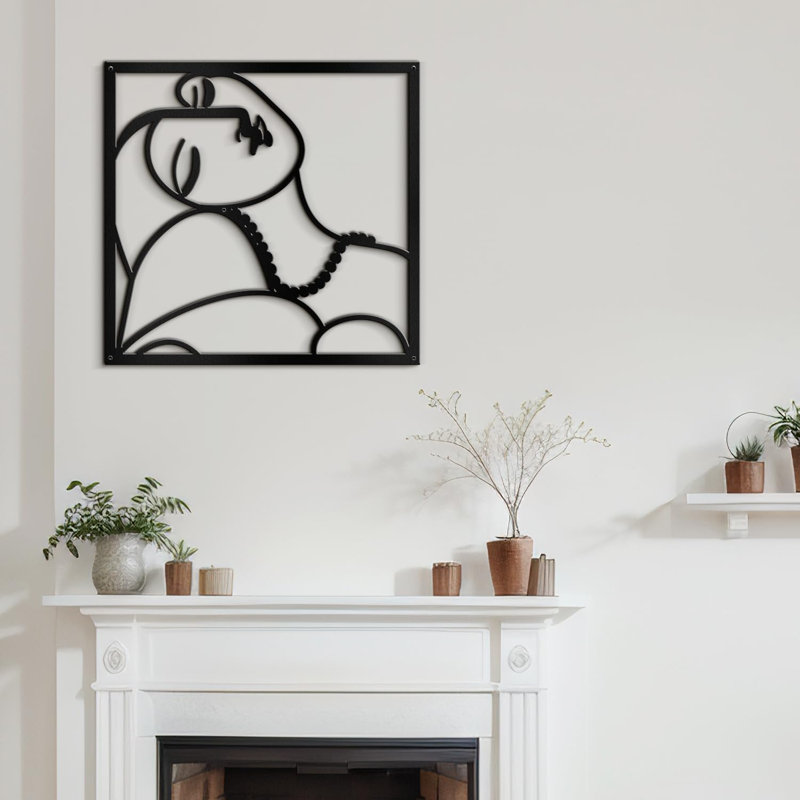 Décoration murale en métal, H 36 po x l 36 po x P 0,05 po, Noir