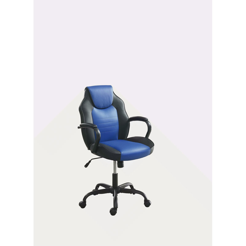 Chaise de bureau en similicuir, Bleu