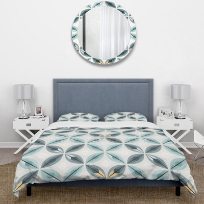 Ensemble de housse de couette damassé Subdued Symmetry - microfibre de polyester