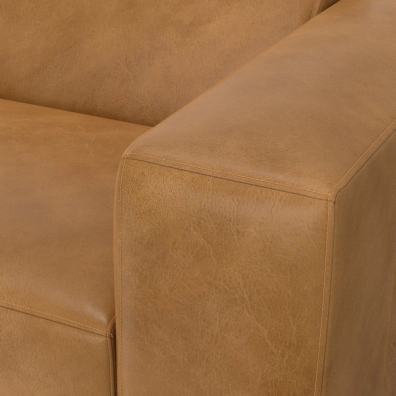 Rex Large L-Shaped 2-Seater Sofa with Left Chaise in Genuine Leather Sectional for Living Room, Modern Style, Sienna