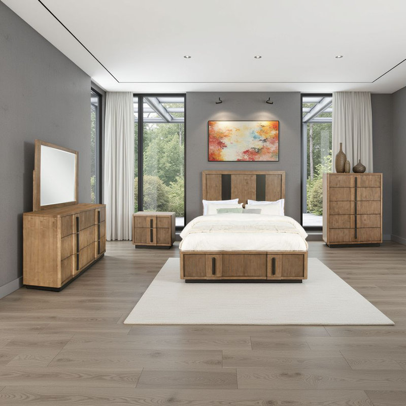 Ensemble de chambre avec grand lit 5 pièces Reon, Grand lit